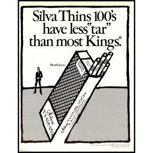 1971 Silva Thins Cigarettes Vintage Print Ad Cartoon Wall Art Drawing 10x13